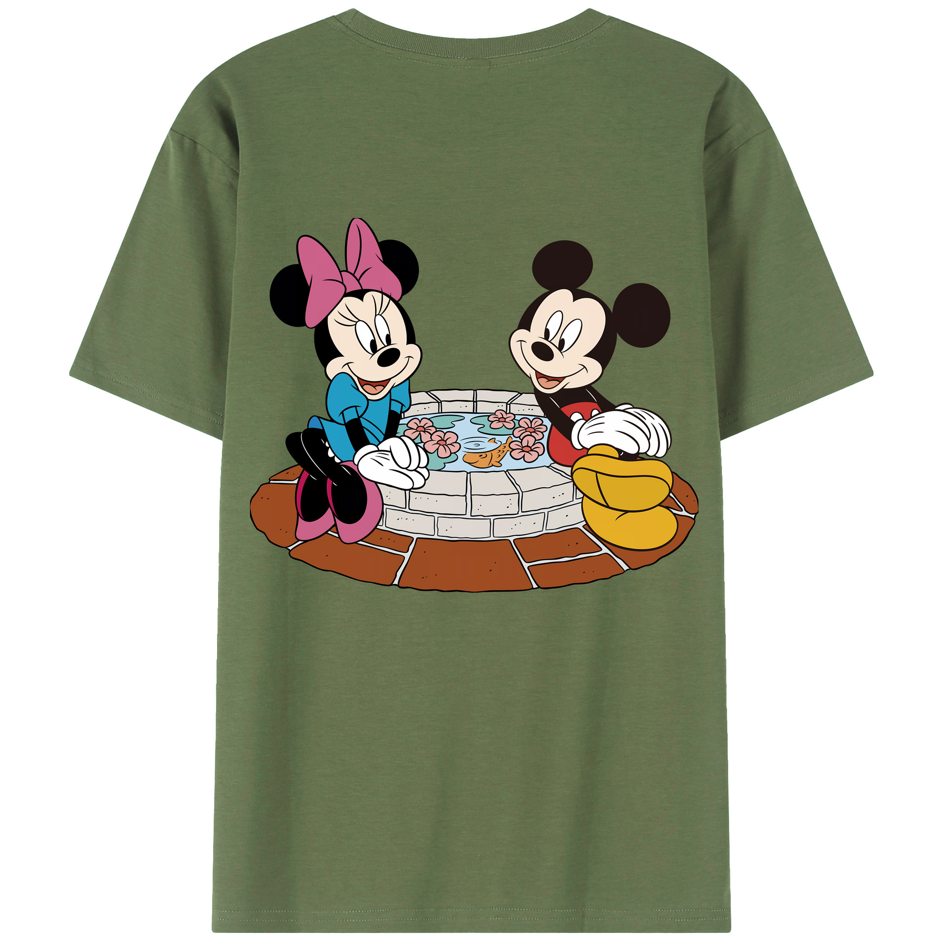（画像用） ミッキーマウス Mickey Mouse 綿100％ メンズ半袖Tシャツ（バックプリント） 通気性